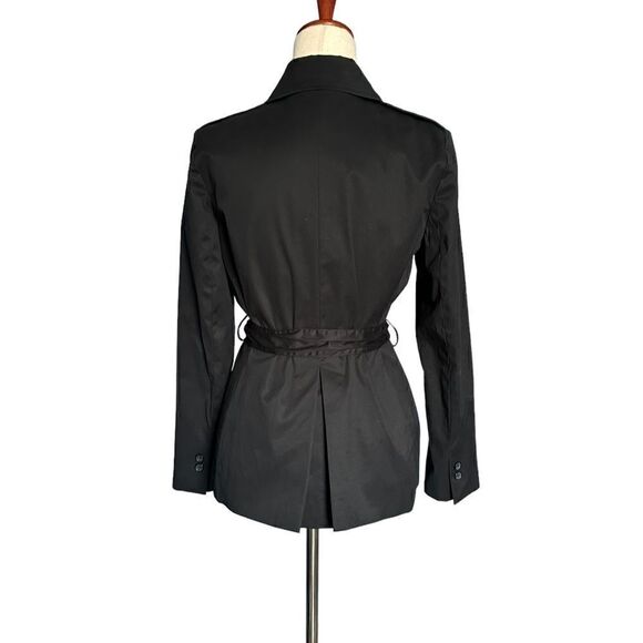 Brooks Brothers Black Double Breasted Belted Short Trench Coat | Size 2 - Picture 4 of 10
